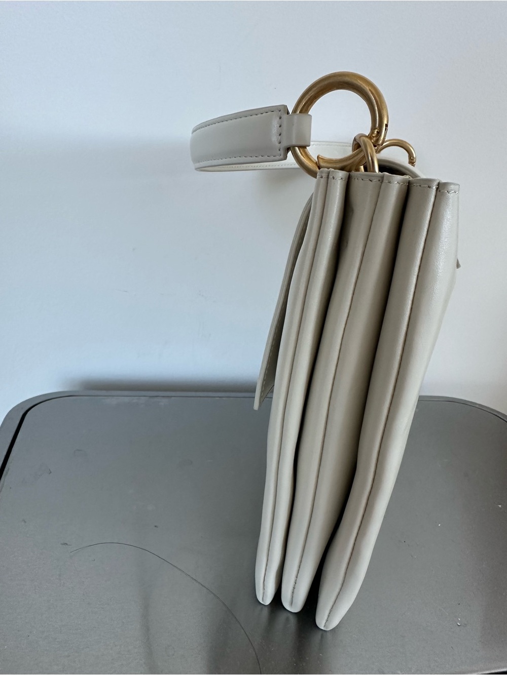 Bouguessa White Italian Leather Convertible Shoulder Crossbody Bag - Picture 3 of 9